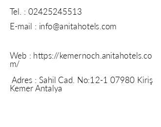 Anita Kemer Noch Hotel iletiim bilgileri